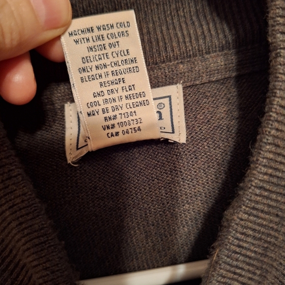 L.L Bean Cashmere Cotton Blend Full Zip  Cardigan Sweater Men's Medium Preppy - Picture 4 of 4